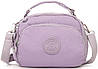 Сумка через плече жіноча фіолетова маленька тканинна полотняна кросс боді на два відділи на змійках з ручкою Jielshi 1130, фото 6