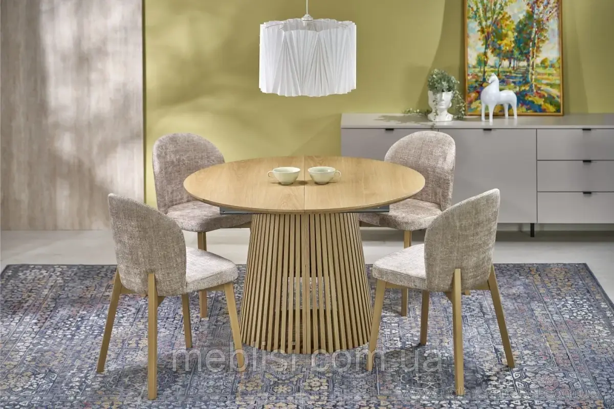 Розкладний круглий стіл 120 дуб натуральний FARGO 120-210/120/77 cm (Halmar)