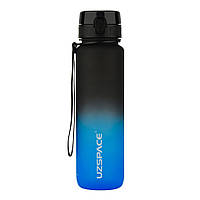Пляшка для води UZSPACE 3038(Black-Blue) 1000 мл, чорно-синя