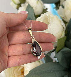 Підвіс срібний із золотом і краплеподібним каменем Імідж