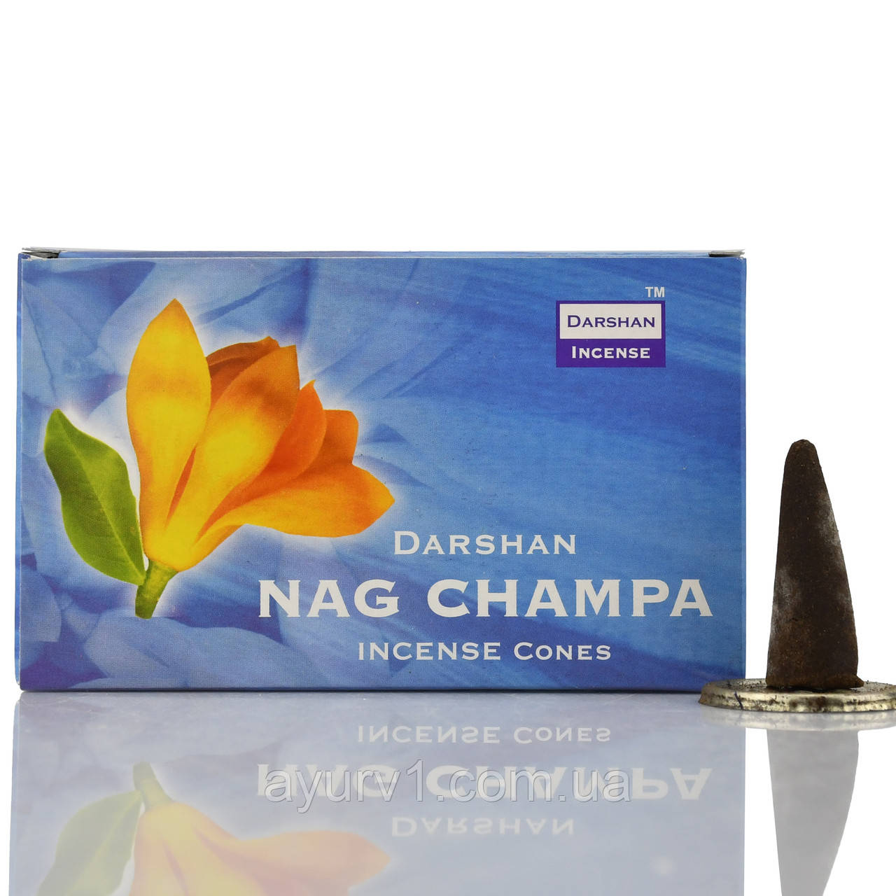 Ароматичні конуси виробництво, Даршан, Darshan,  Nag Champa, Наг Чампа Індія, 10 шт. у пачці