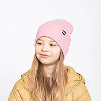 Шапка бавовняна Рубчик Puma (відворот) пудра 2
