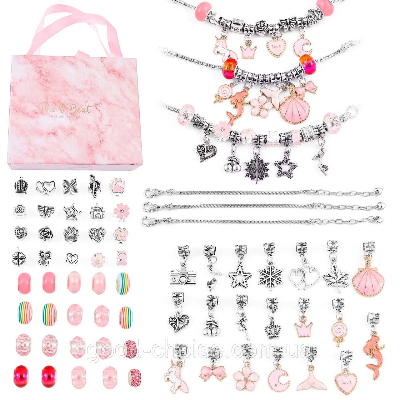 Подарунковий набір для створення браслетів (67 предметів) / Набір для творчості / Набір для браслетів, фото 1