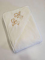 Крыжма с капюшоном 110*110 Koloco микрофибра Молочная с золотом