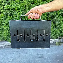 Мангал-валіза на 6 шампурів дворівневий 3 мм, фото 4