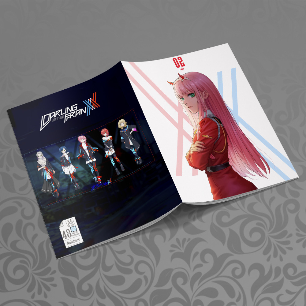 Зошит А5 48 арк. на скобі у клітинку 60 гр.м² Darling in the FranXX / Милий у Франксі 020, фото 1