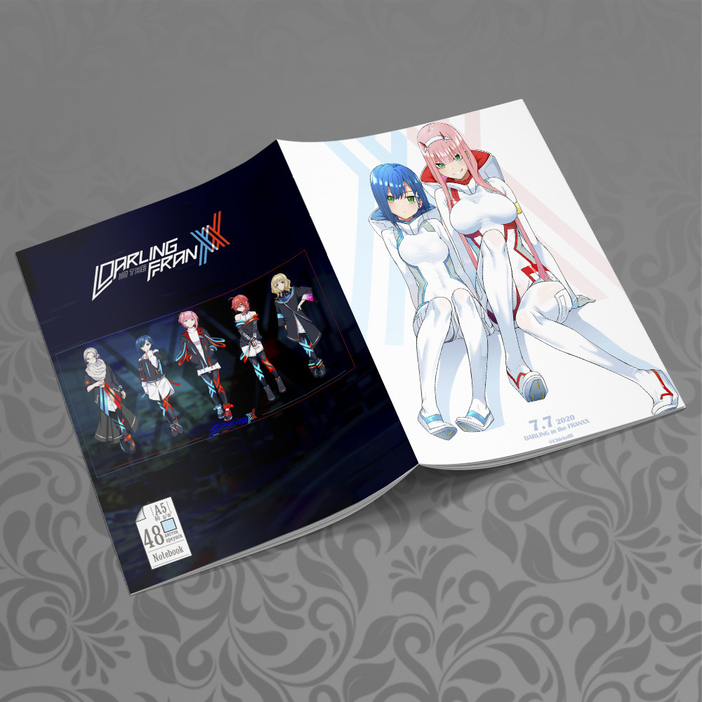 Зошит А5 48 арк. на скобі у клітинку 60 гр.м² Darling in the FranXX / Милий у Франксі 021, фото 1