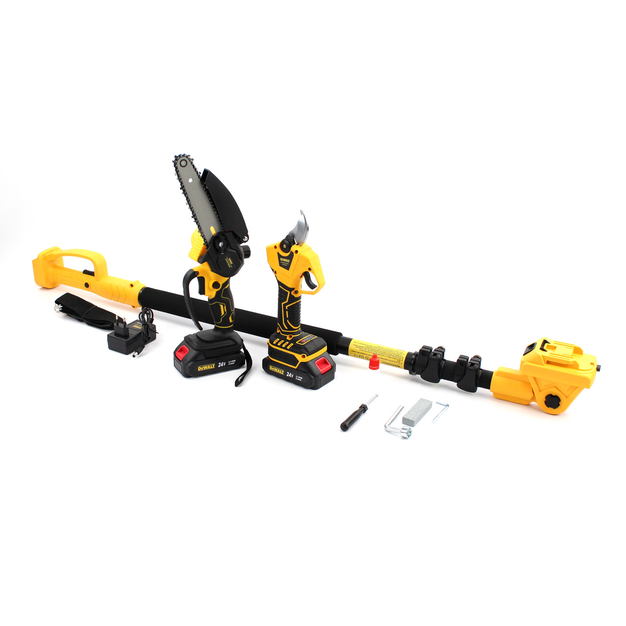Набір 3в1 АКБ DeWalt 24V (Пила DCM155HN + Секатор DCMPP540P1 Digital + Телескопічна штанга 2.6м)