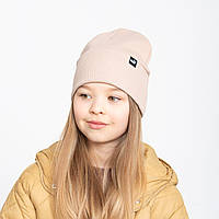 Шапка бавовняна Рубчик Puma (відворот) св.беж