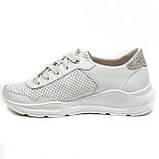 Жіночі шкіряні кросівки білого кольору на шнурівці з перфорацією 230471(229) розмір 36, фото 2