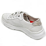 Жіночі шкіряні кросівки білого кольору на шнурівці з перфорацією 230471(229) розмір 36, фото 5