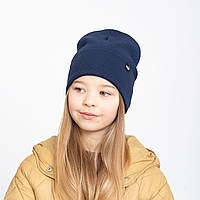 Шапка бавовняна Рубчик Puma (відворот) синій
