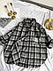 Модна жіноча картата блузка котонова подовжена сорочка MIU MIU в клітинку весняна оверсайз 42-48 фланель OS, фото 5