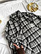 Модна жіноча картата блузка котонова подовжена сорочка MIU MIU в клітинку весняна оверсайз 42-48 фланель OS, фото 9