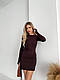 Жіноча стильна модна базова міні сукня по фігурі з зав'язками з довгим рукавом віскоза OS, фото 6