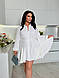 Жіноче літнє базове коротке плаття сорочка на ґудзиках з поясом американський креп рукав ліхтарик OS, фото 6