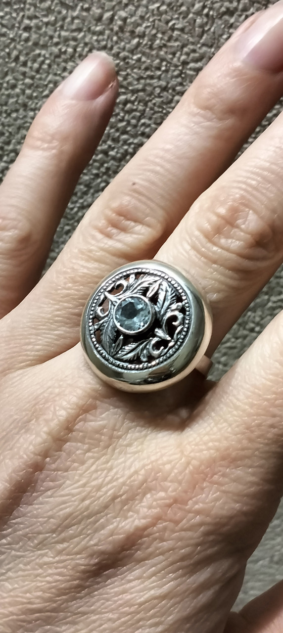 Срібна каблучка з топазом 18,5 розмір, фото 1