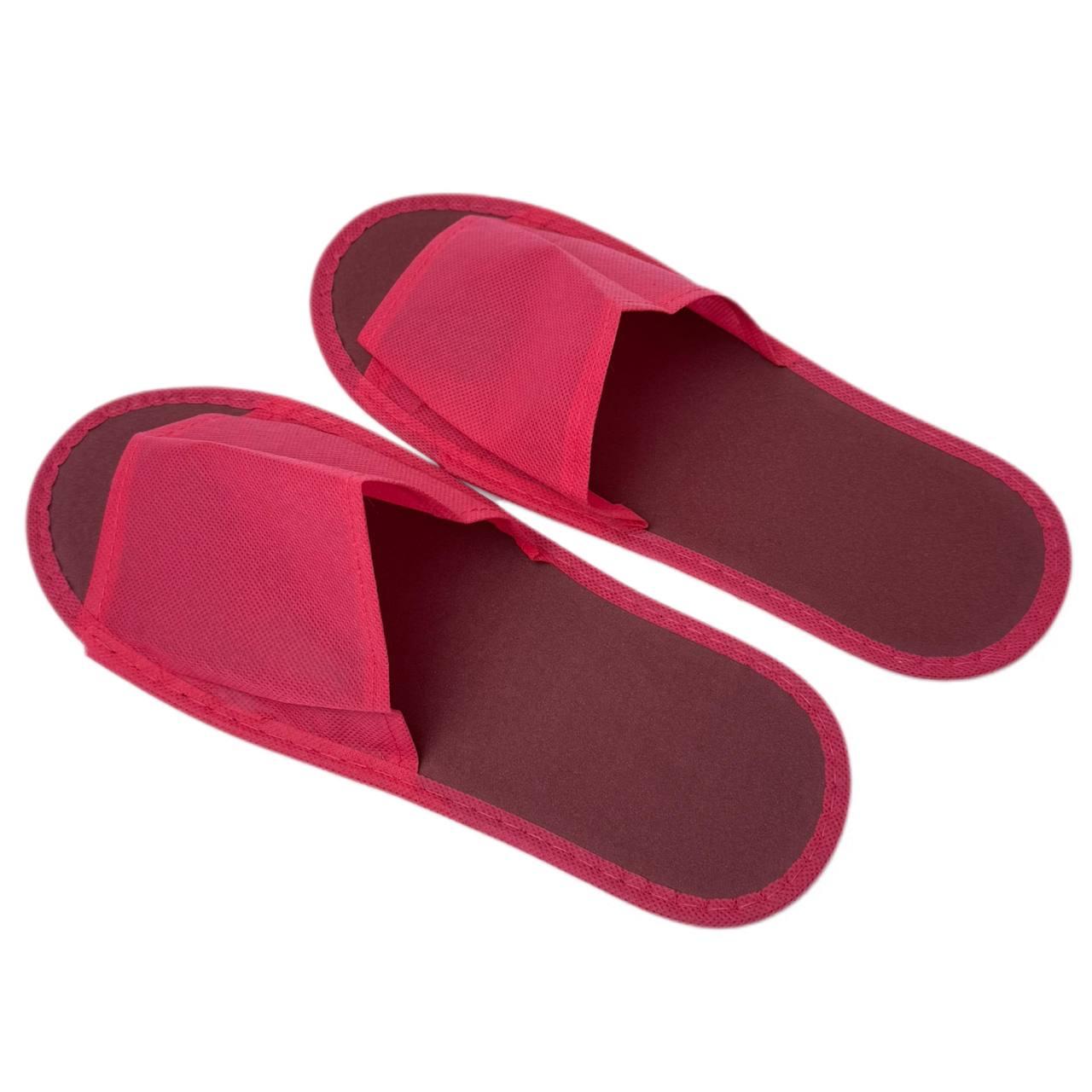 Тапочки одноразові для готелів, саун та салонів краси червоні (з темною або червоною підошвою) 36-39 розмір, 1 пара, фото 1