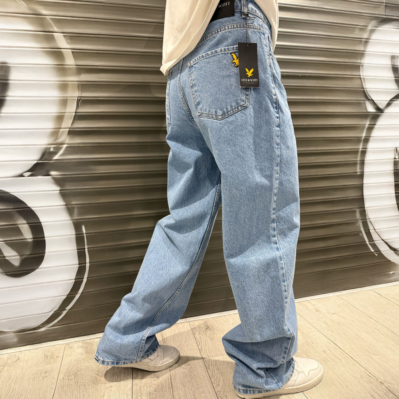 Чоловічі широкі джинси Lyle&Scott, блакитні, оверсайз, вуличний стиль