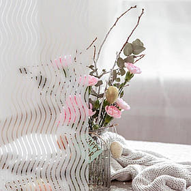 Вітражна плівка самоклеюча на вікна 60см, самоклейка на скло рулон 3м, ПВХ віконна плівка, Хвиля