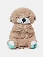 Бежевий Дихаюча плюшева іграшка видра зі світлом та звуком