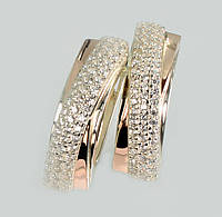 Серебряные серьги с золотыми вставками