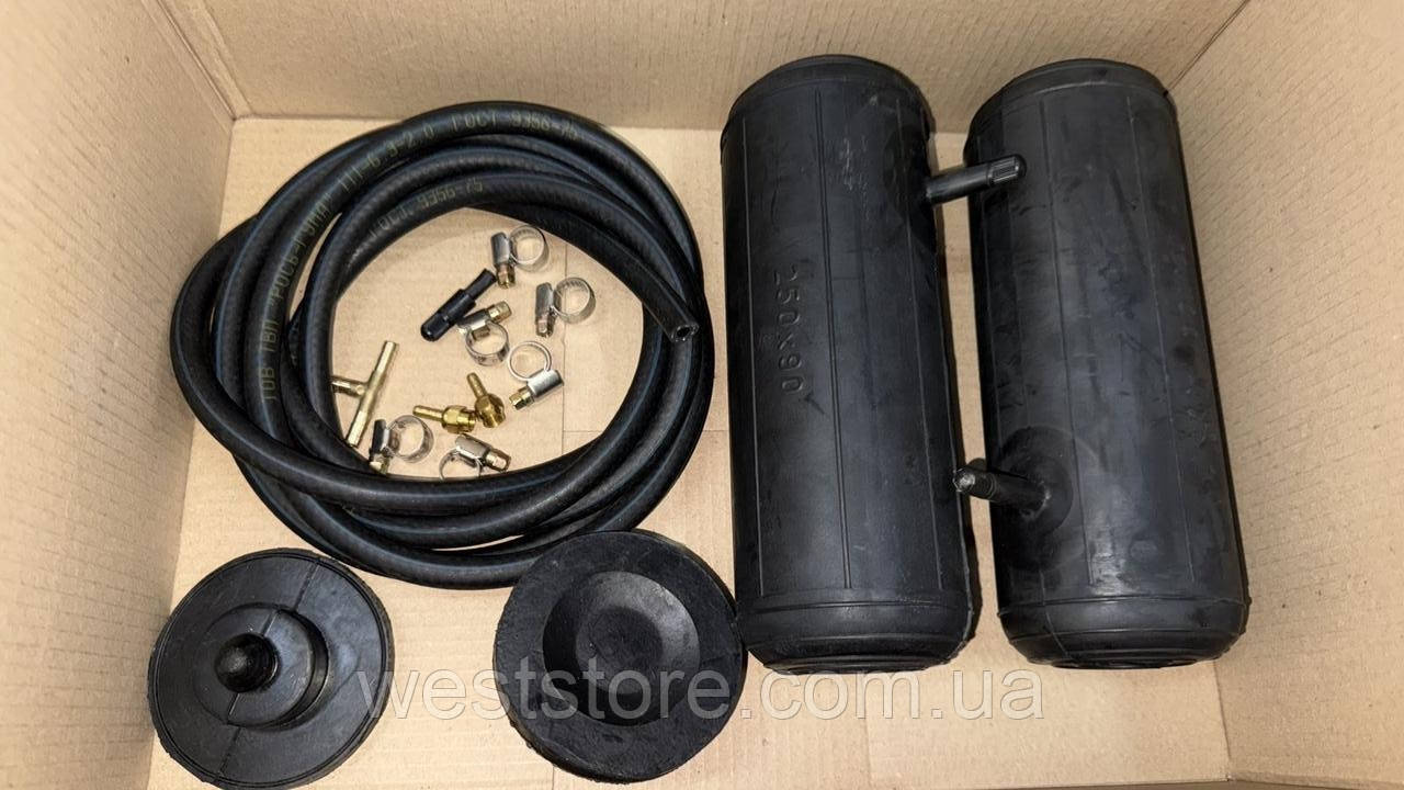 Пневмопідсилювачі пружин (пневмоподушки) Nissan Patrol (d 90, h 250) боковий сосок + комплект підкачки, фото 1