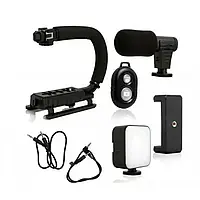 Ручка стабілізатор AY-49U для відеокамер фотоапаратів Uподібний кронштейн для телефону з спалахом мікрофоном