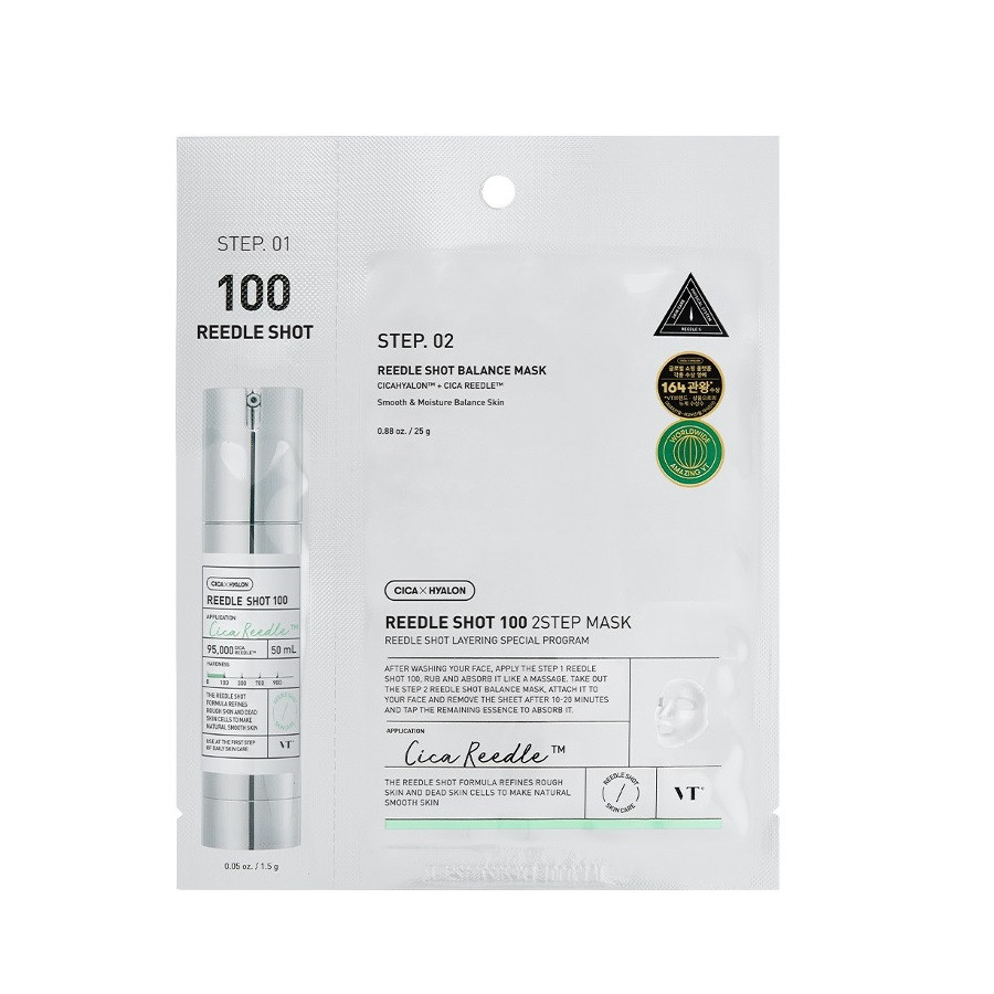 Зміцнювальна тканинна маска для обличчя VT Cosmetics Reedle Shot 100 2Step Mask 26,5g