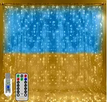 Патріотична гірлянда штора Прапор України 2*2м 160 LED класична IP44
