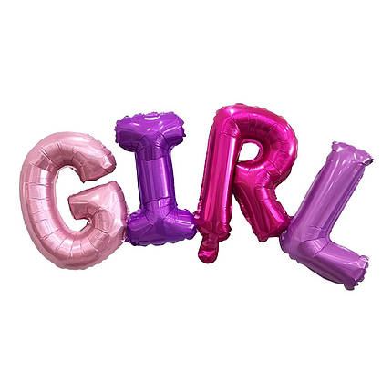 Фольговані надувні кульки GIRL | Різнокольоровий, фото 1