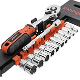 Набір торцевих головок з тріскачкою Dnipro-M Ultra (12 шт.) 1/4", фото 2