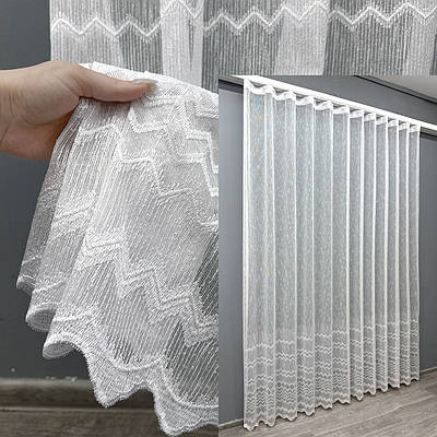 Готова (3х2,7м.) тюль льон з вишивкою. Колір білий. Код 1618т 42-0578