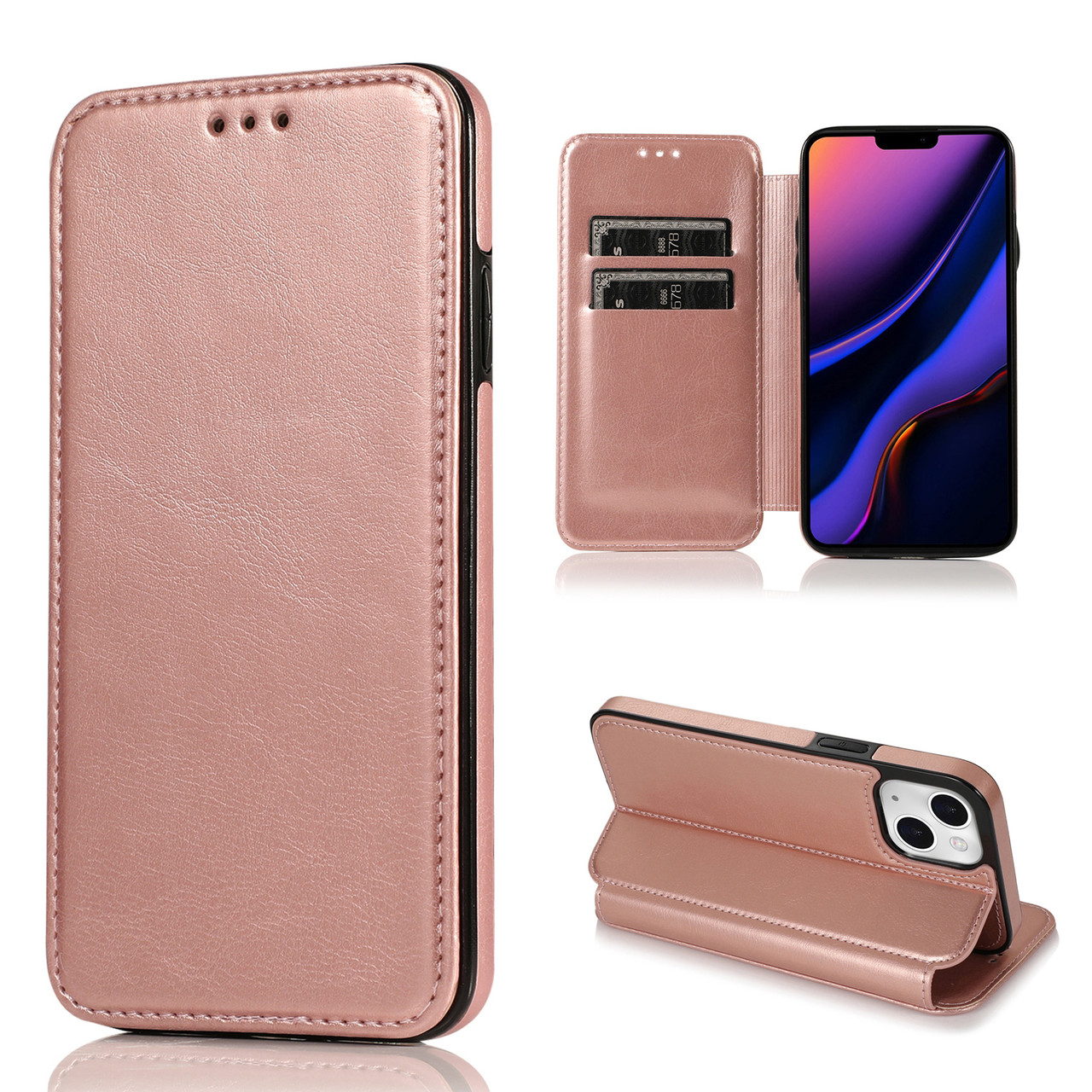 Чохол-книжка Knight Leather Wallet для Apple iPhone 14 Plus Rose Gold