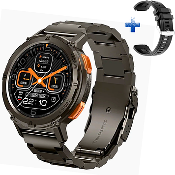 Смарт годинник для військових із дзвінком Smart Watch водонепроникний із залізним ремінцем ударостійкий Kospet T2