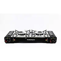 Портативна газова туристична плита на 2 конфорки