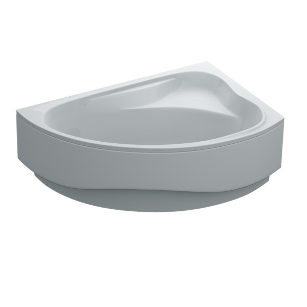 Кутова ванна акрилова Swan SANTA 150x100х39 см асиметрична права в комплекті ніжки та екран для ванни