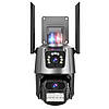 Вулична охоронна WIFI камера відеоспостереження 6MP, Full HD, Dual Lens / IP камера спостереження з сиреною, фото 4