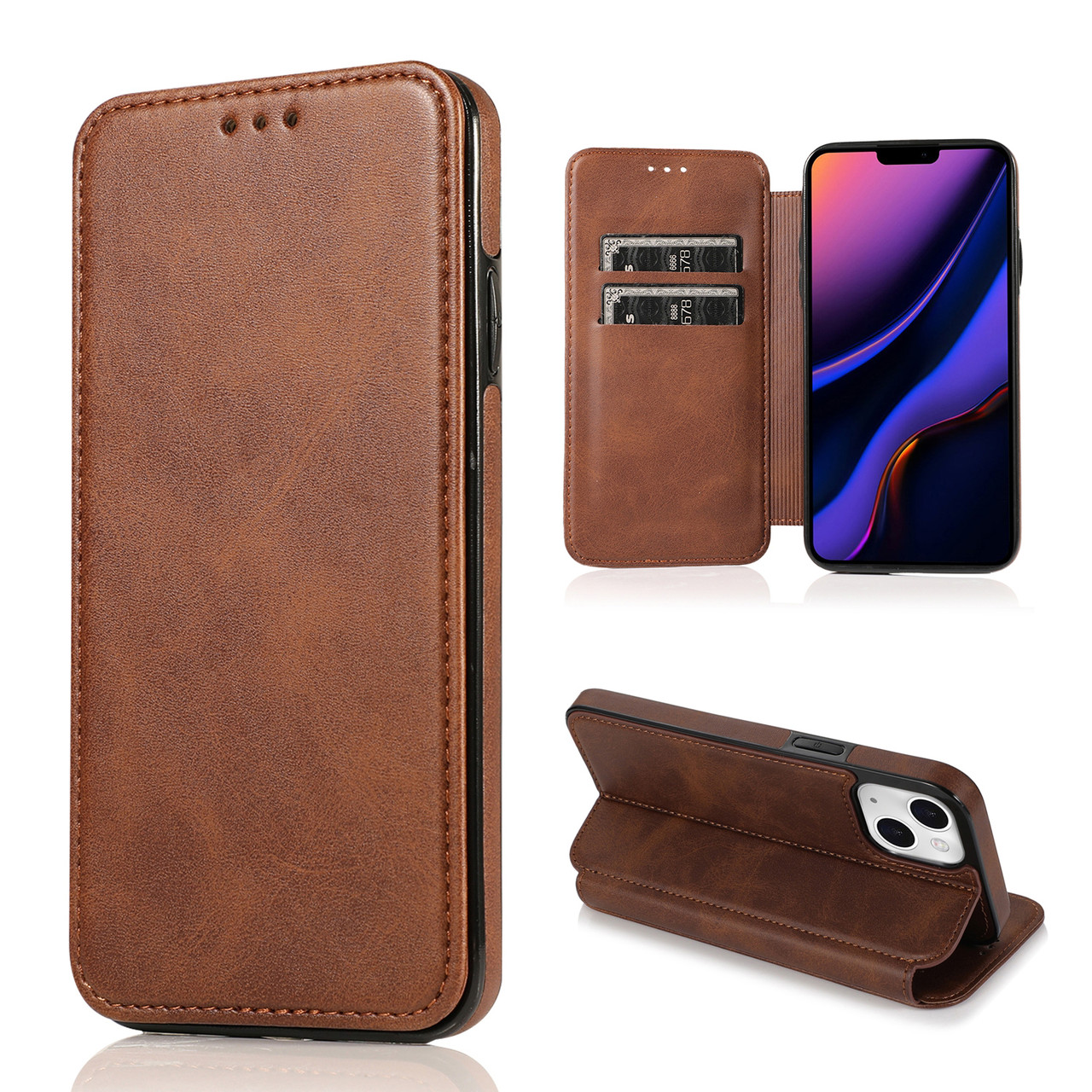 Чохол-книжка Knight Leather Wallet для Apple iPhone 14 Plus Brown