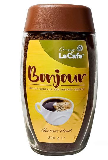 Кавова суміш Le Cafe BONJOUR суміш арабіки та робусти скляна банка 200 г