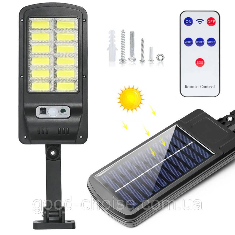 Вуличний LED ліхтар на сонячній батареї, BK-128B-12COB / Настінний вуличний світильник з пультом, фото 1