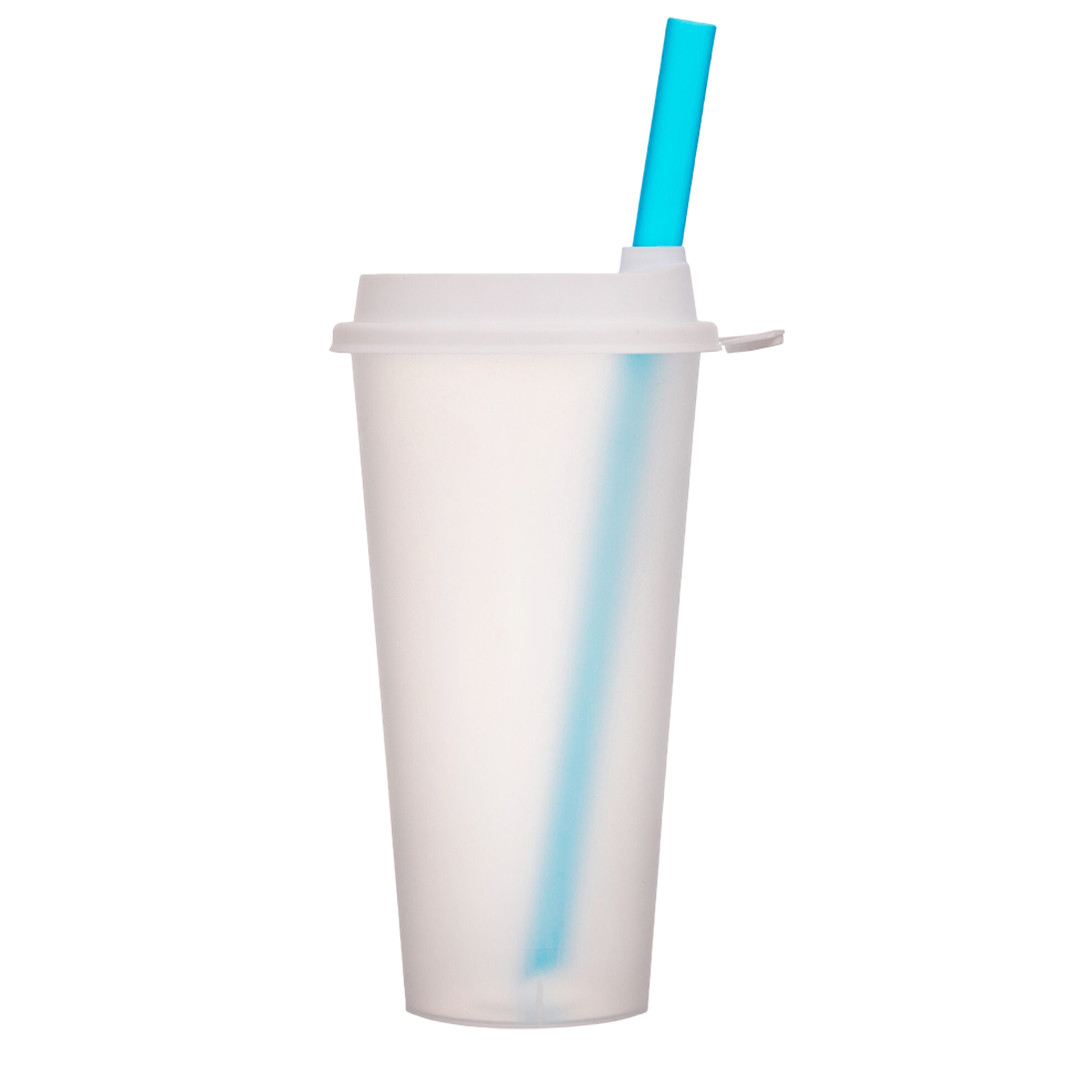 Стакан для Bubble Tea пластиковий з кришкою та трубочкою 600 мл, 25 шт