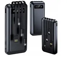 Павер банк Power Bank 10000mAh 4 кабелі 4 в 1 USB LCD