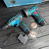 Набір  електро інструменту 2в1/ Шуруповерт+Болгарка міні 2 акб 12V AT-AG7501-2, фото 2