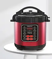 Мультиварка електрична на 5 л потужністю 1000 Вт. Sokany SK-2402 Червона Скороварка на 10 програм