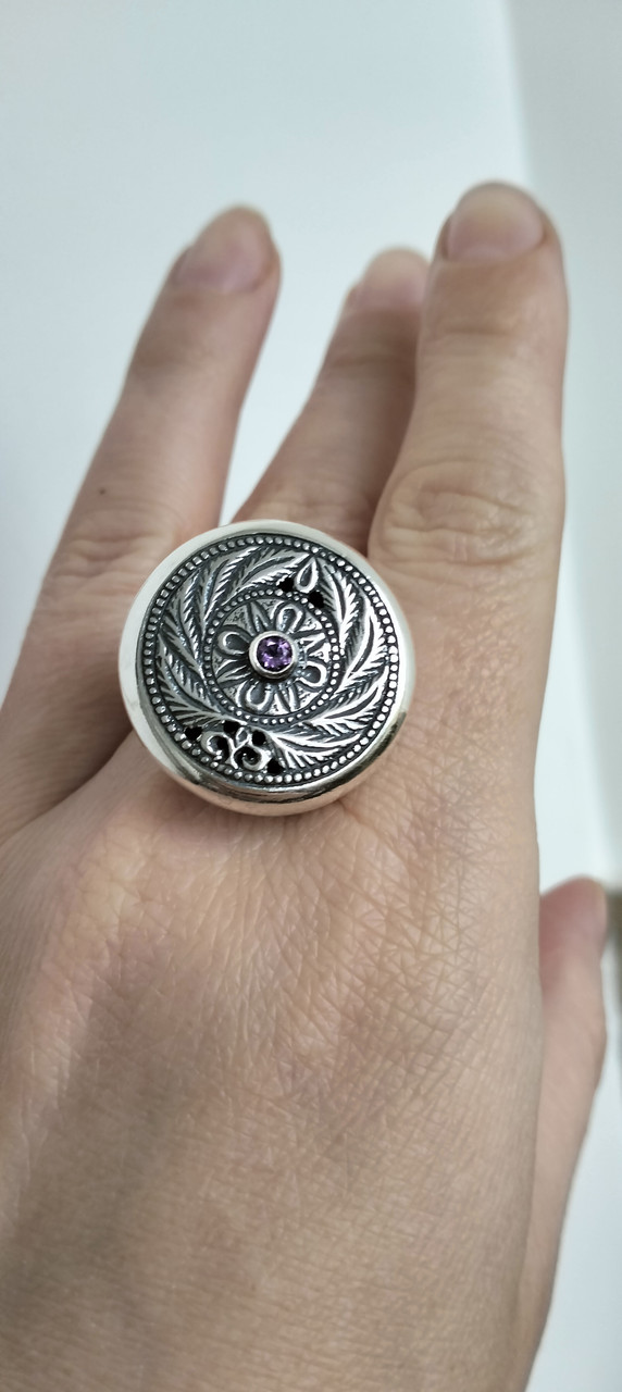 Срібна каблучка з аметистом., фото 1