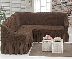 Чохол на кутовий диван з оборкою, накидка на диван.
