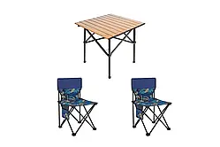 Стіл + 2 стільці STD-02 стіл складаний прямокутний коричневий, (Д530 * Ш550 * В500мм), стільці метал + тканина (40 * 40 * 35),