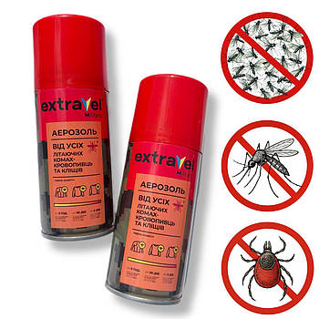 Аерозоль від усіх літаючих  комах і кліщів ExtraVel Military (Гардекс) 125 мл