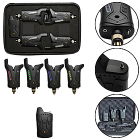 Фідерний набір сигналізаторів клювання в напівжорсткою чохле на змійці World4Carp F-Line 4+1 150 м